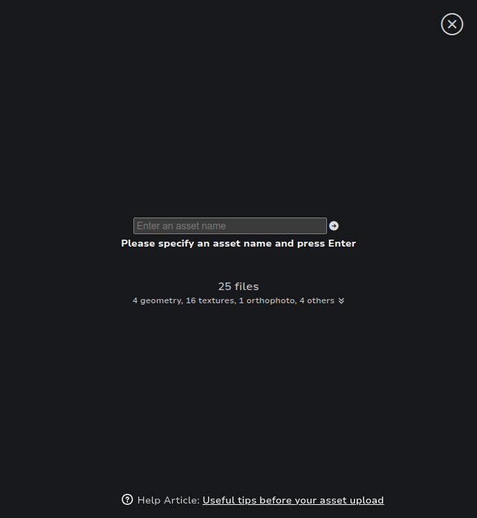 Nira upload dialog showing the file counts Nira picked out of a Pix4Dmapper project folder
